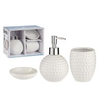 Set de Accesorios para Baño Ovalado Blanco de Cerámica y Metal
