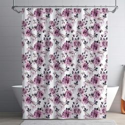 Set de Cortina con Ganchos Diseño de Rosas Rosadas