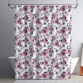 Set de Cortina con Ganchos Diseño de Rosas Rosadas