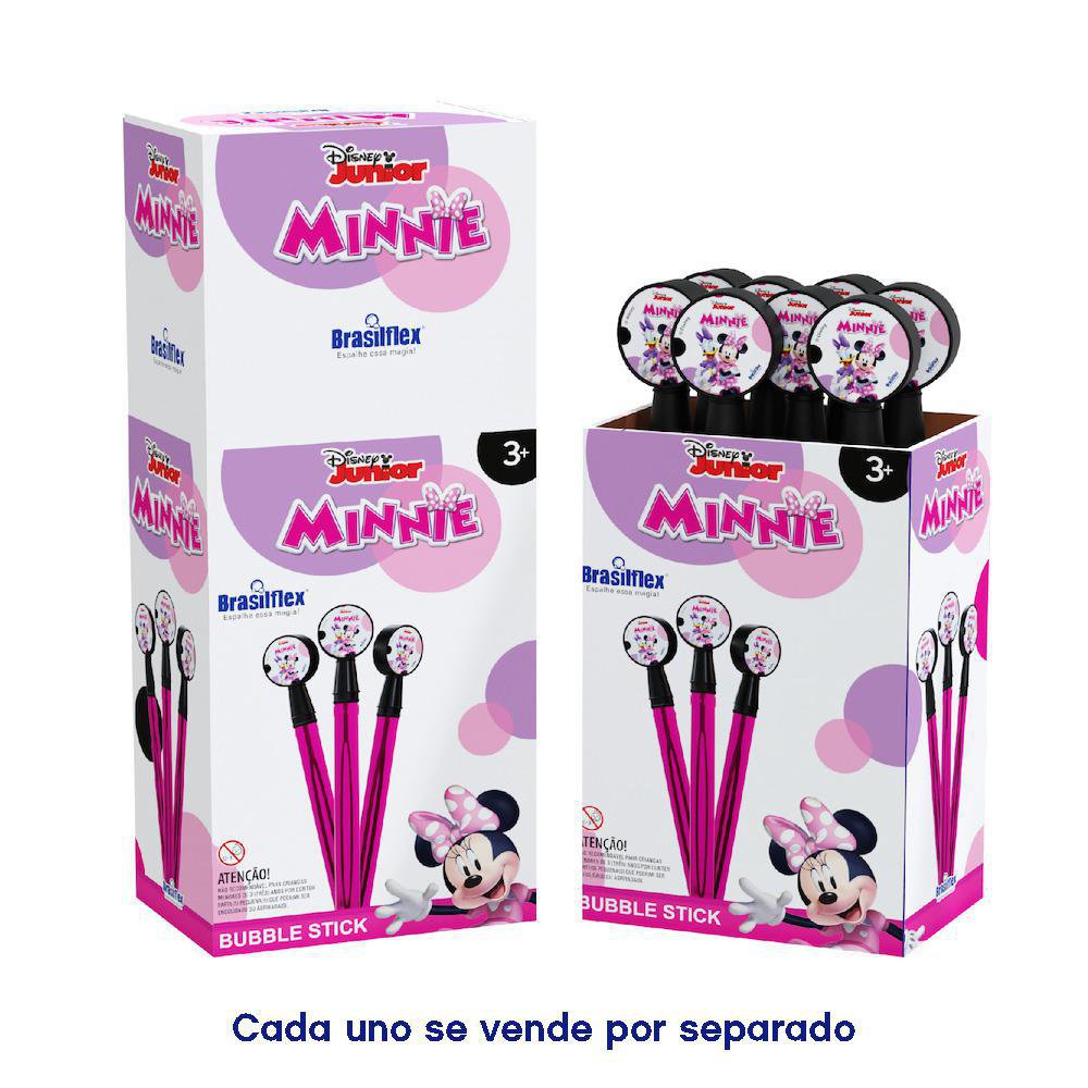 Lanzador de Burbujas Tipo Varita con Diseños de Minnie Mouse y Botella de Jabón Liquido de 130 mL Burbujas de Jabón Minnie Mouse