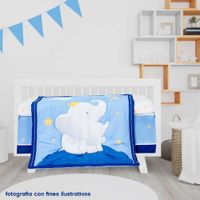 Set De Edredón Para Cuna Elefante Azul 2 Pzas