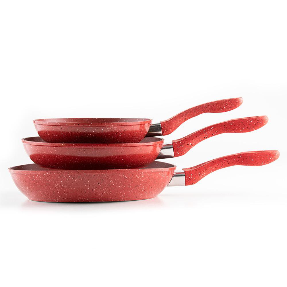 Set de 3 Sartenes de 20 24 y 28 cm Color Rojo