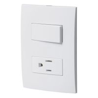 Interruptor Sencillo y Toma 5-15R Doble Blanco