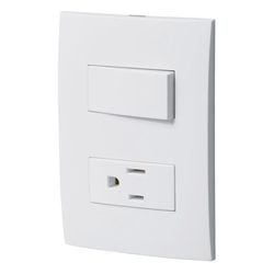 Interruptor Sencillo y Toma 5-15R Doble Blanco
