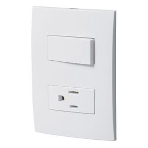 Interruptor Sencillo y Toma 5-15R Doble Blanco