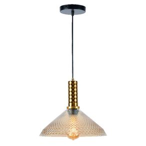 Lámpara Colgante de Cristal 1 Luz Dorado y Negro