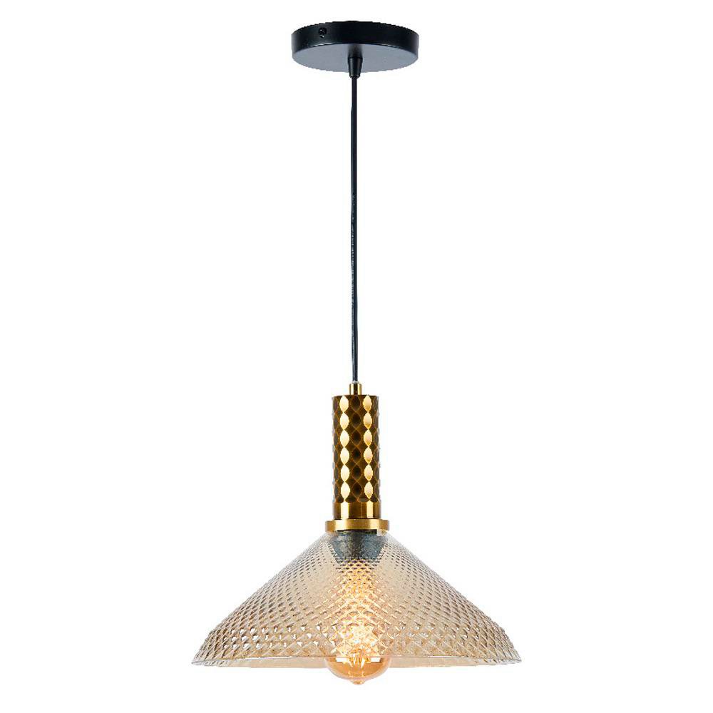Lámpara Colgante Homam de Cristal Ámbar E27 1.20 Metros Color Dorado y Negro