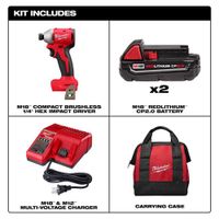 Kit de Atornillador Inalámbrico de Impacto 18 V de 1/4 Plg