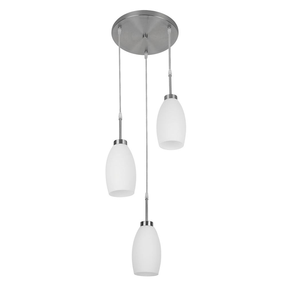 Lámpara Colgante Maruk II de Cristal Opalino de 3 Luces E27 1.49 Metros Color Blanco