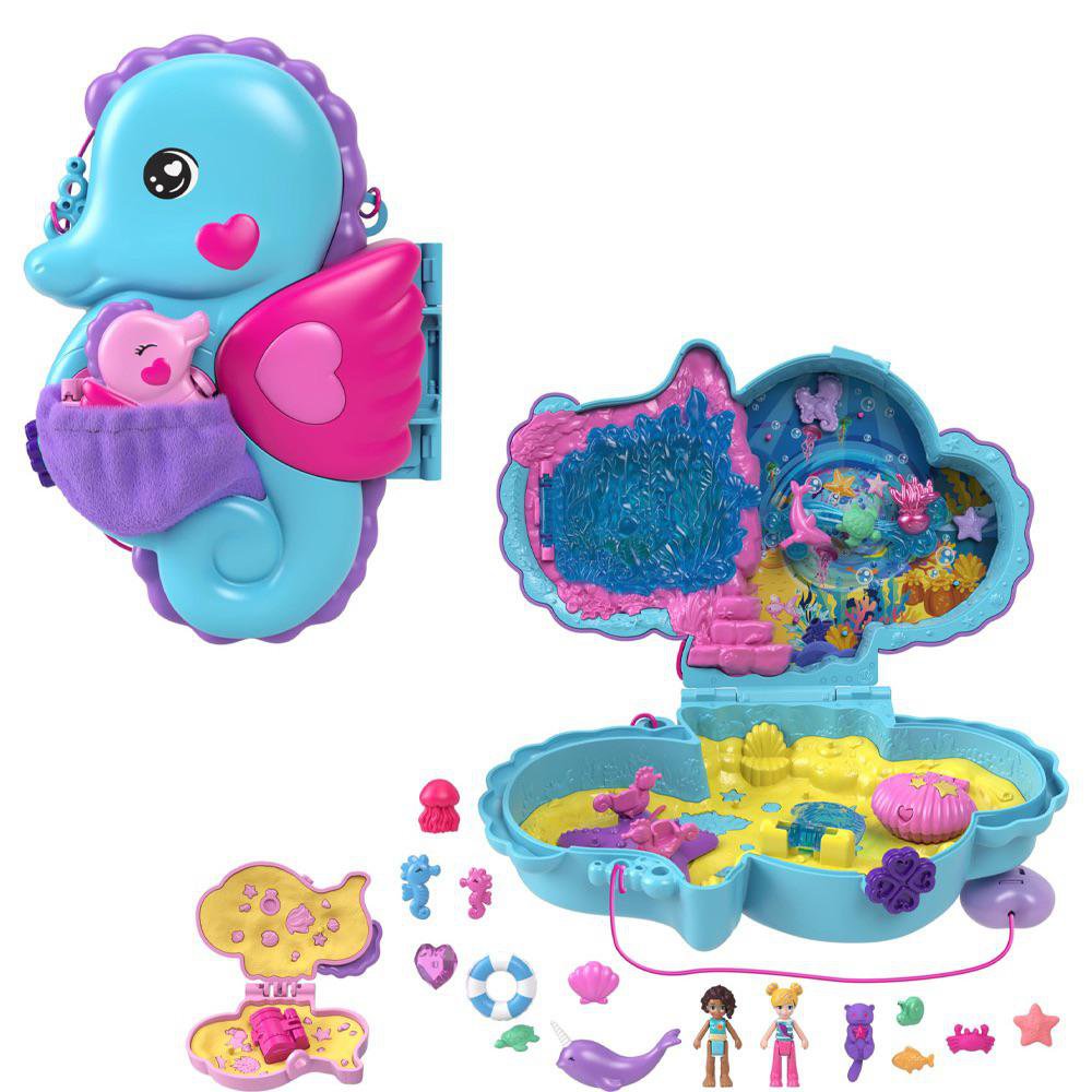 Set de Juego Polly Pocket Caballito de Mar y su Bebé de 35 Piezas 4+ Años Polly Pocket Set…