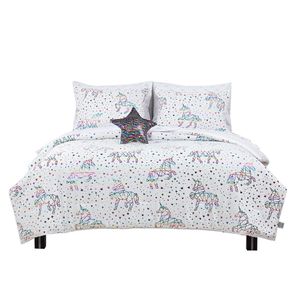 Set de Edredón 8 Pzas Full Multicolor Unicornios Matrimonial - Koala
