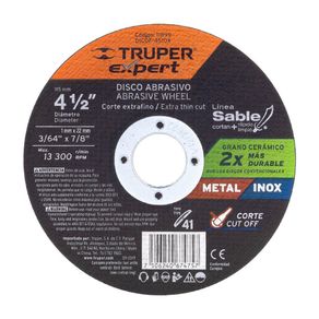 Disco Abrasivo Corte Fino Tipo 41 De 4 1/2 Plg - Truper Expert