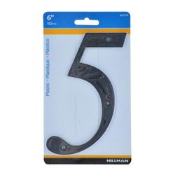 Número 5 de Plástico Negro 6 Plg - Hillman