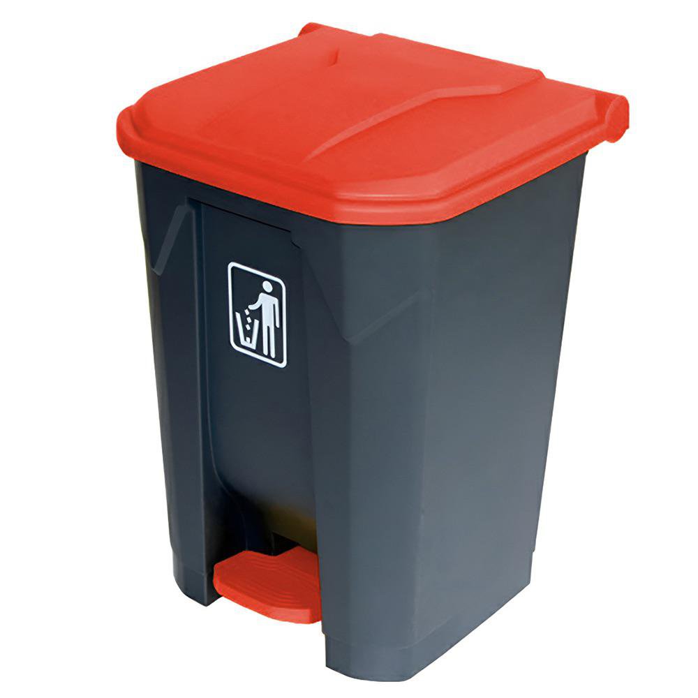 Basurero Alfa de Pedal Tapa Roja 68 Litros