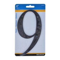 Número 9 de Plástico Negro 6 Plg - Hillman