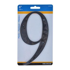 Número 9 de Plástico Negro 6 Plg - Hillman