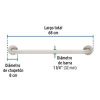 Barra Recta de Seguridad Acero Inoxidable 60 Cm
