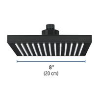 Regadera Cuadrada sin Brazo ABS Negra Mate 8 Plg - Foset