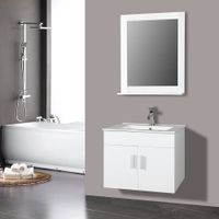Mueble de Baño Flotante con Lavabo Integrado y Espejo