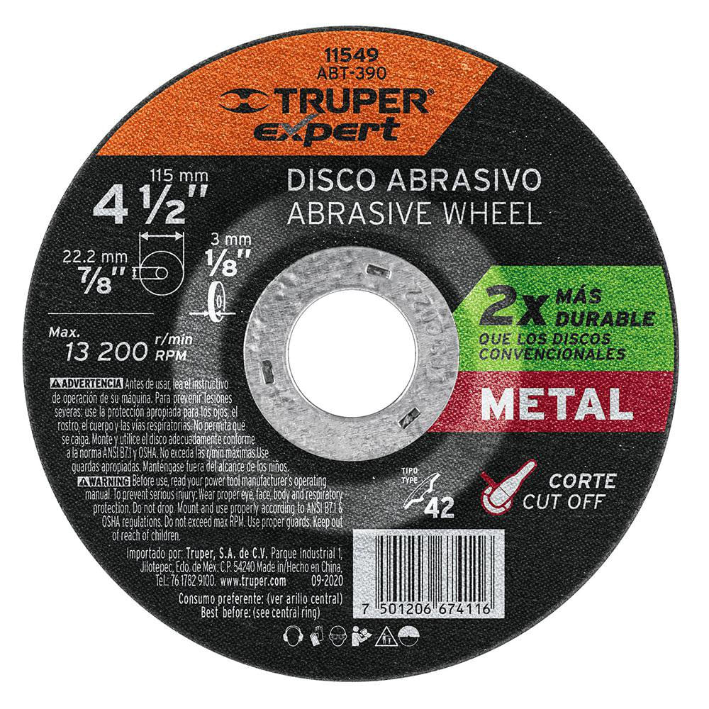 Disco Abrasivo para Corte de Metal 4-1/2 plg