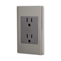 Tomacorriente Doble 3 Módulos Lisboa Acero Inoxidable - Volteck