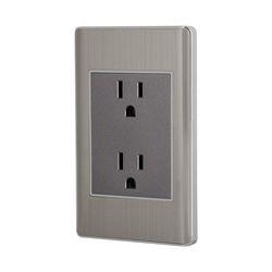 Tomacorriente Doble 3 Módulos Lisboa Acero Inoxidable - Volteck