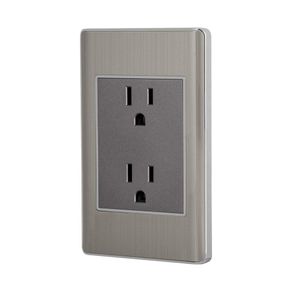 Tomacorriente Doble 3 Módulos Lisboa Acero Inoxidable - Volteck