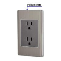 Tomacorriente Doble 3 Módulos Lisboa Acero Inoxidable - Volteck