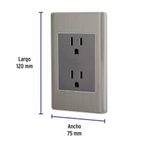 Tomacorriente Doble 3 Módulos Lisboa Acero Inoxidable - Volteck