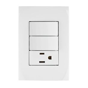 Tomacorriente + 2 Interruptores Sencillos Oslo Blanco - Volteck