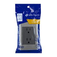 Tomacorriente Doble 3 Módulos Lisboa Acero Inoxidable - Volteck