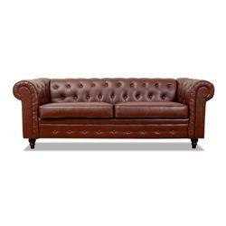 Sofá Chesterfield Café 3 Plazas 132X82X84 Cm