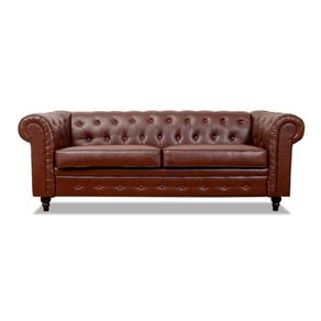 Sofá Chesterfield Café 3 Plazas 132X82X84 Cm