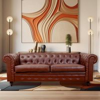Sofá Chesterfield Café 3 Plazas 132X82X84 Cm
