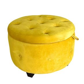 Taburete Redondo con Baúl Valencia Amarillo 68x68x45 Cm - Acomodel