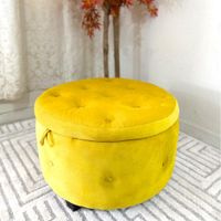 Taburete Redondo con Baúl Valencia Amarillo 68x68x45 Cm - Acomodel