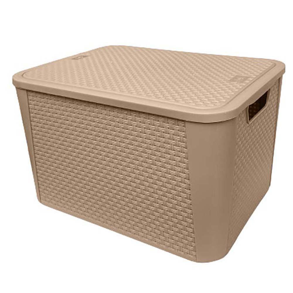 Caja de Plástico Estilo Ratán 7 L Color Beige 19 l