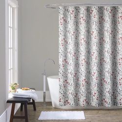 Set de Cortina Estampado Ramas y Flores Liner y Ganchos 14 Pzas