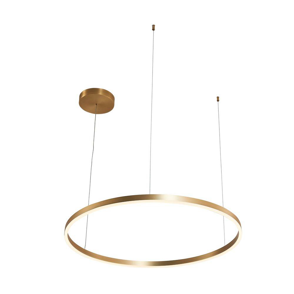 Lámpara Colgante LED Circular Dorada Luz Cálida 40W 80 cm Lámpara Led Circular de Techo Do…