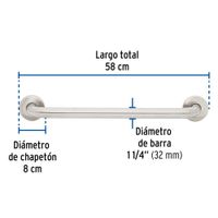 Barra Recta de Seguridad Acero Inoxidable 50 Cm