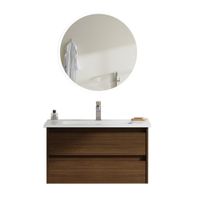 Mueble Vanity con Lavamanos Empotrable Café y Espejo 80X48 Cm