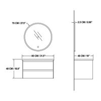 Mueble Vanity con Lavamanos Empotrable Café y Espejo 80X48 Cm