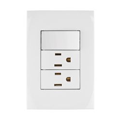 Tomacorriente Doble + Interruptor Oslo Blanco - Volteck