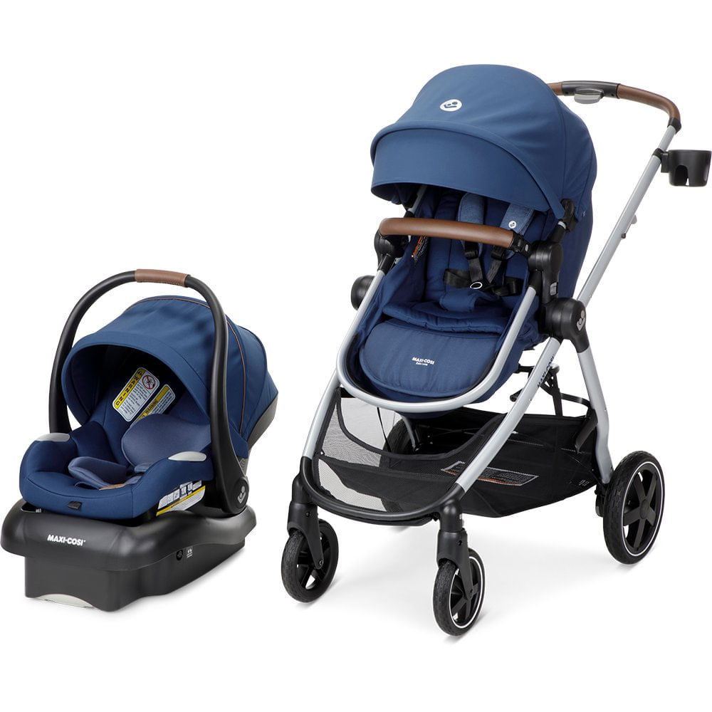 Travel System Zelia Luxe 5 en 1 con Portabebé y Carruaje Reversible Color Azul Portabebé y…