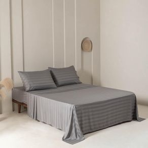 Set de Sábanas Gris Stripe Bamboo - Varios Tamaños