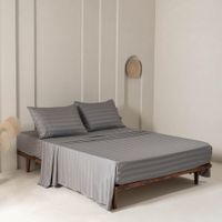 Set de Sábanas Gris Stripe Bamboo - Varios Tamaños