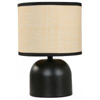 Lámpara de Mesa Base Negra y Pantalla Bamboo