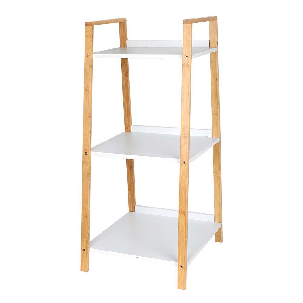 Organizador de Bambú de 3 Niveles de 76 x 36 x 34.5 cm Organizador de Bambú con 3 Niveles 76 x 36 x 34.5 cm Color Café y Blanco
