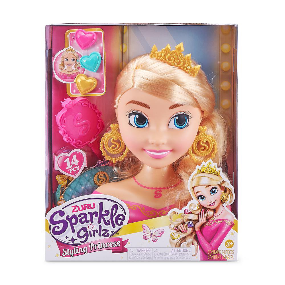 Cabeza para Peinar Sparkle Girlz Styling Princess con 14 Accesorios 3+ Años Cabeza para Pe…