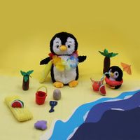 Peluche Mamá y Bebé Pingüino Negro - Les Ptipotos
